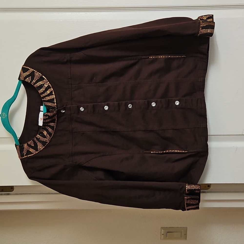Quacker Factory Chocolate Brown Top
